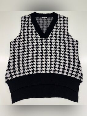 Beyove L Houndstooth Sweater Vest Preppy Dark Academia Old Money